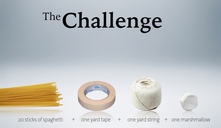 Die Zutaten für die Marshmallow Challenge